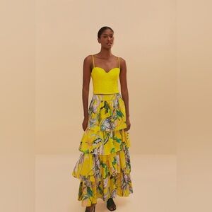 Farm Rio Yellow Jellyfish Bouquet Maxi Skirt